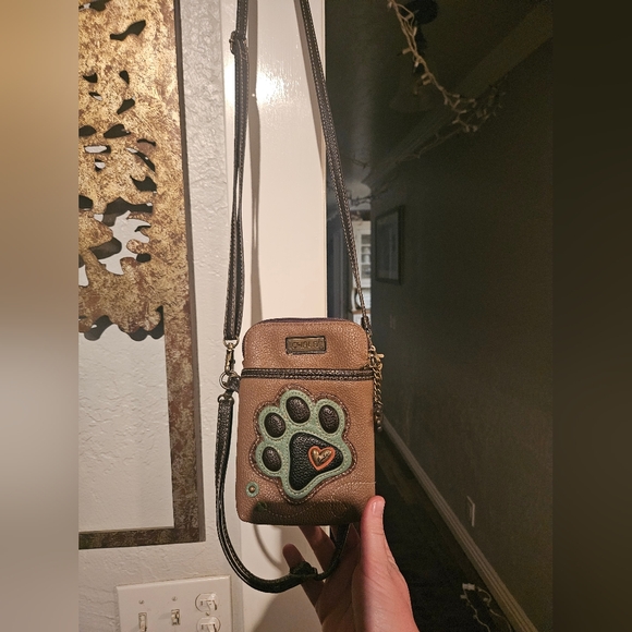 Chala Phone / Crossbody Handbag Faux Leather w / Adjustable Strap Dog Paw Print - Picture 10 of 12